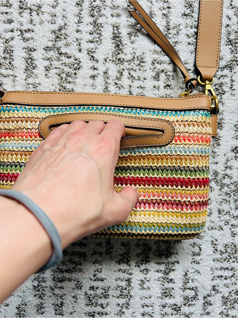 Style & Co. Rainbow Woven Straw Crossbody Bag NWOT - Picture 4 of 14